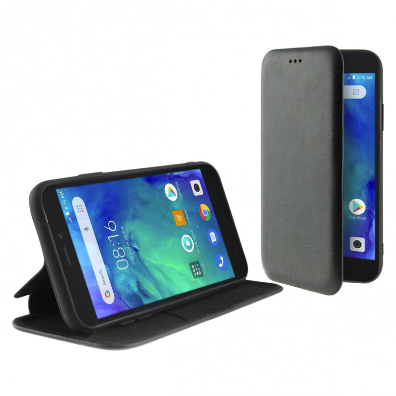 Funda con tapa para Xiaomi Redmi GO, Semirrígida, Standing, Negro