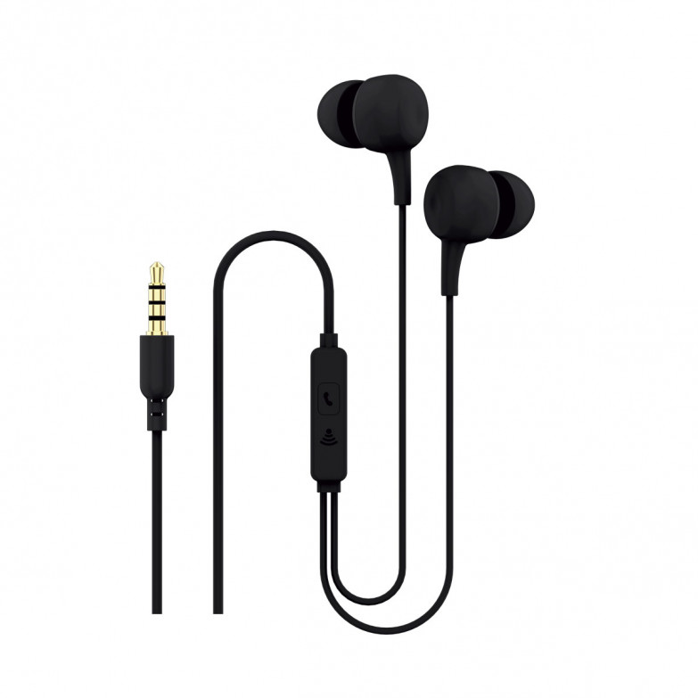 KSIX wired earset with microphone and control knobs, Black