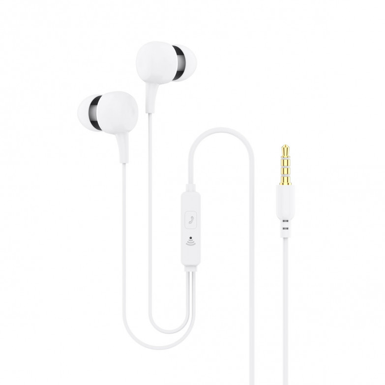 KSIX wired earset with microphone and control knobs, White