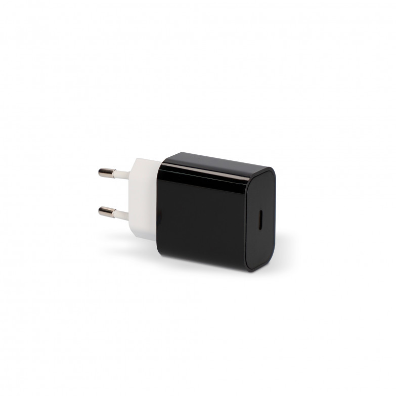 Contact 20W wall charger, Power Delivery, Fast charge, USB-C port, Black