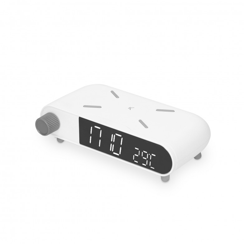 KSIX Alarm Clock and Wireless Charger 10W, Qi Technology, Temperature indicator, White