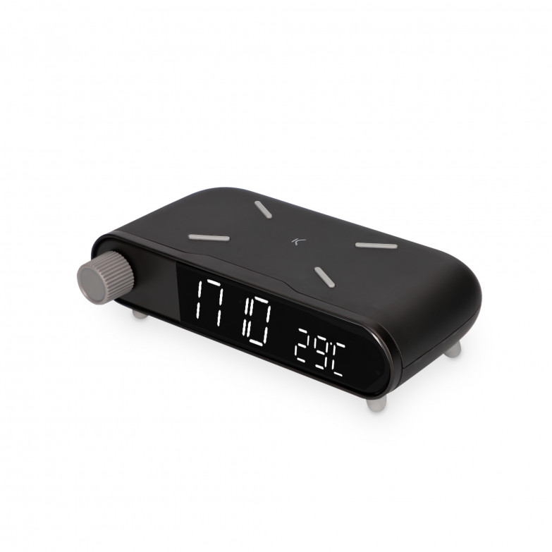 KSIX Alarm Clock and Wireless Charger 10W, Temperature indicator, Black