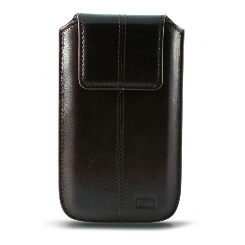 KSIX Apollo Universal Leather Pouch For Smartphone L (116 X 62 X 12 Mm) Brown