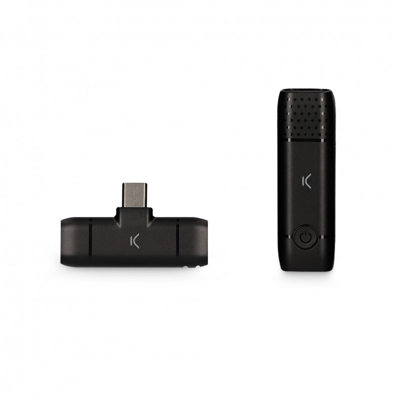 Micrófono inalámbrico para móvil KSIX, USB C, Plug and play, Receptor y micrófono, hasta 10 h de autonomía, Negro