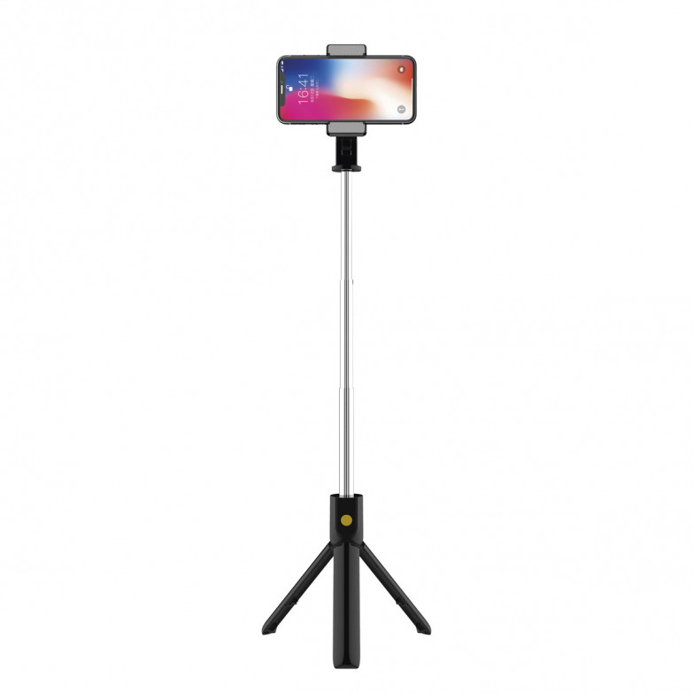 Palo de selfie, Trípode extensible 70cm, Control Remoto Wireless, Rotación 360º, Negro