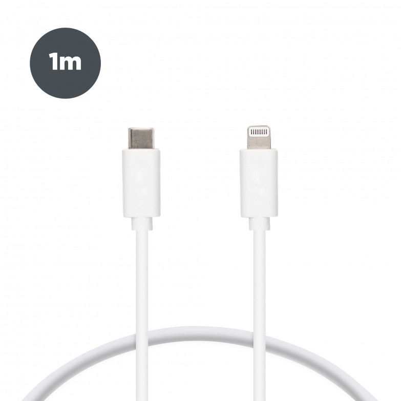 Cable de carga y datos USB-C a Lightning KSIX 20 W, Made For iPhone, 1 m, Blanco