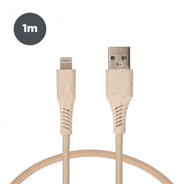 USB-A to Lightning KSIX 20 W charge and data cable, Made For iPhone, Fast charge, Eco materials, 1 m, White