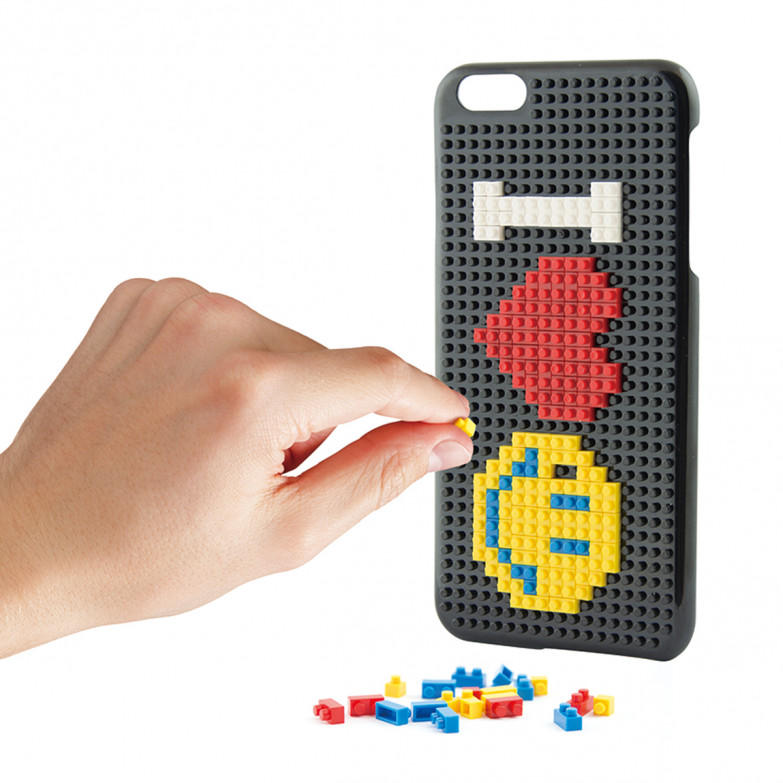 Funda para iPhone SE 2022, SE 2020, 8 y 7, Semirrígida, Incluye piezas tipo LEGO, Negro