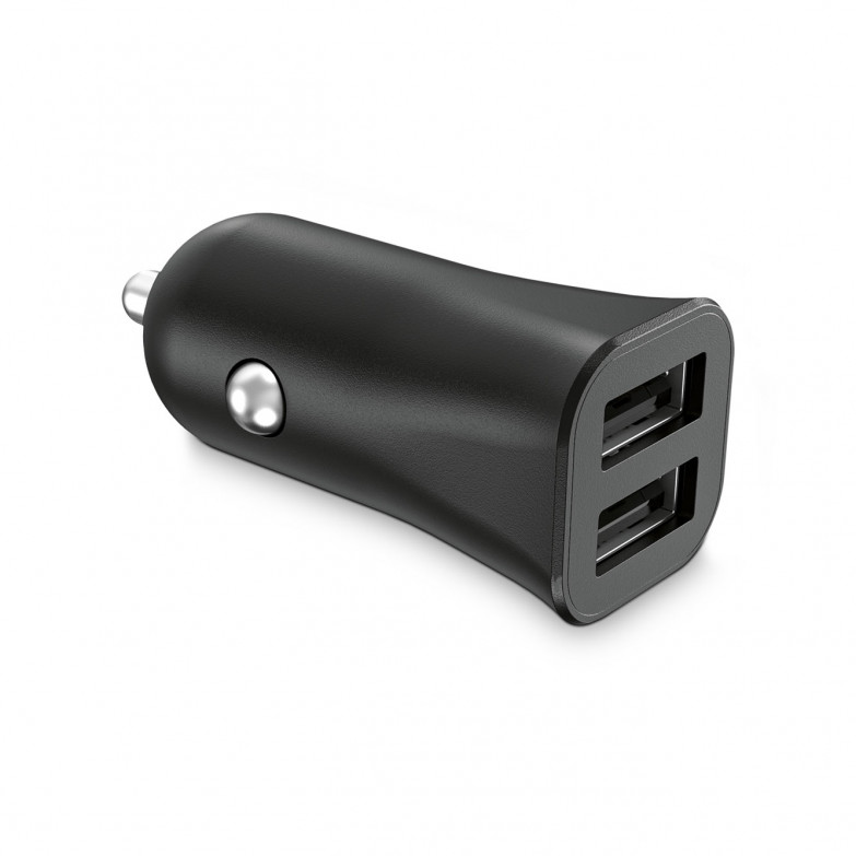 Cargador de coche Contact 10 W, Carga simultánea, Multipuerto 2 x USB-A, Negro