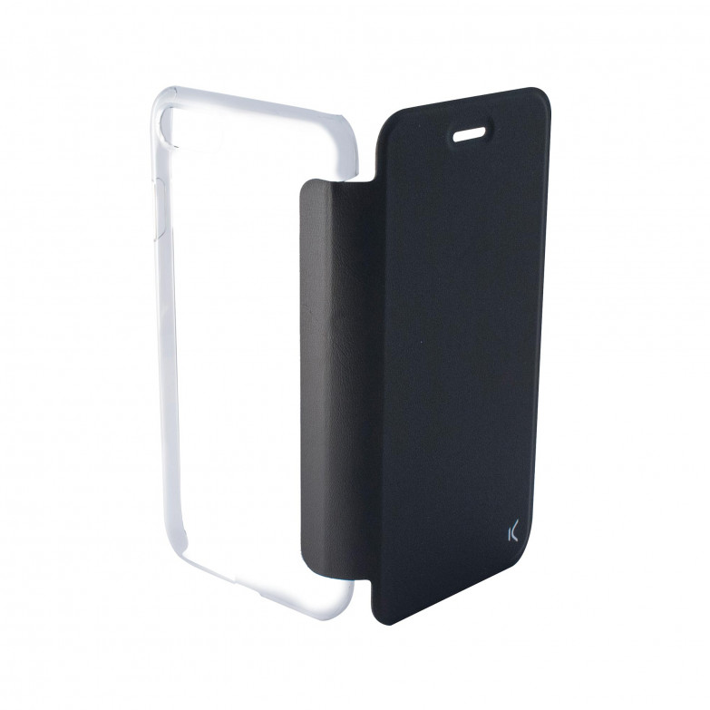 Funda con tapa para iPhone SE 2022, SE 2020, 8 y 7, Semirrígida, Negro