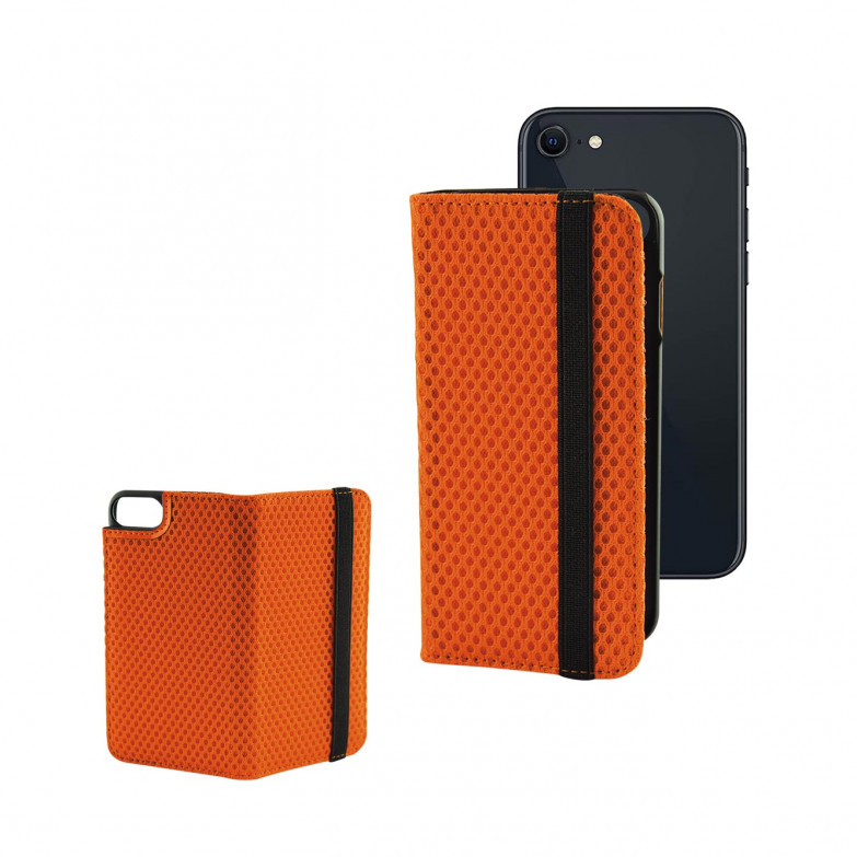 Funda con tapa para iPhone SE 2022, SE 2020, 8 y 7, Semirrígida, Standing, Naranja