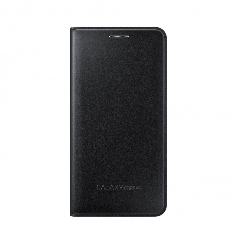 Funda con tapa para Samsung Galaxy Core, Rígida, Negro