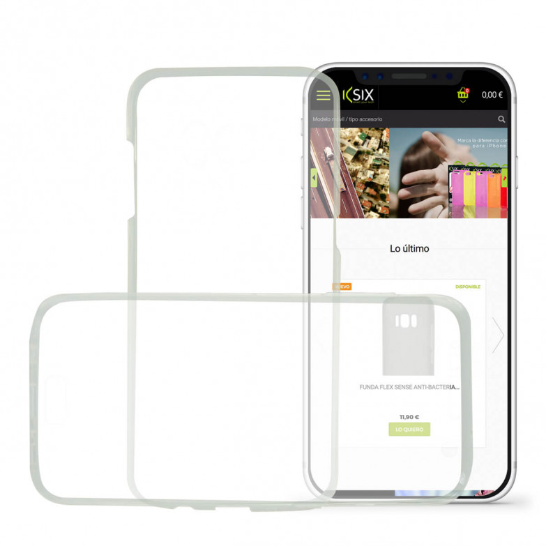 Funda para iPhone X, iPhone XS, Semirrígida, Protección frontal y trasera, Transparente