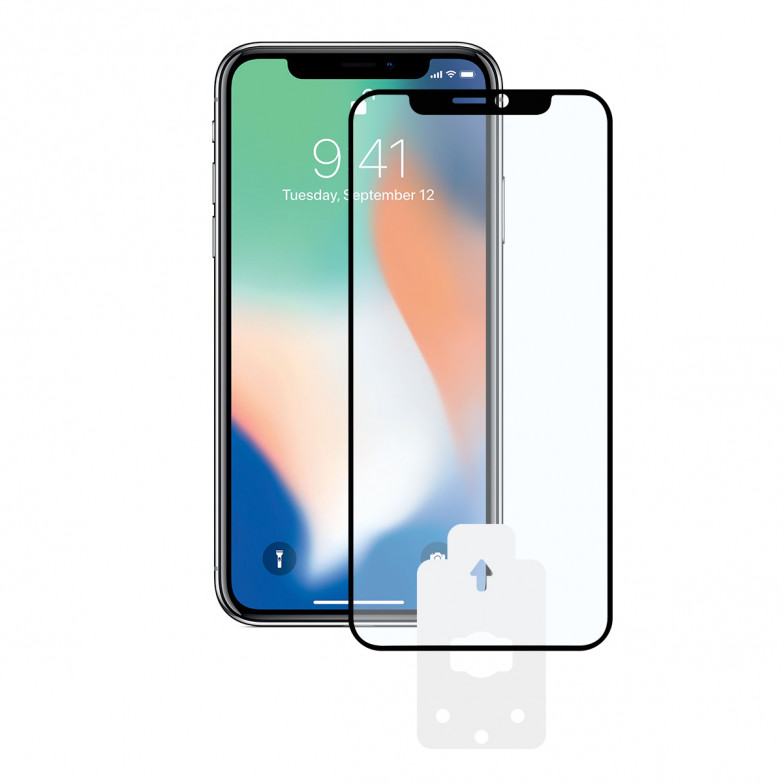 KSIX Machine 2.5d Protector Tempered Glass 9h With Edge For Iphone X, Xs Black (1 Unit)