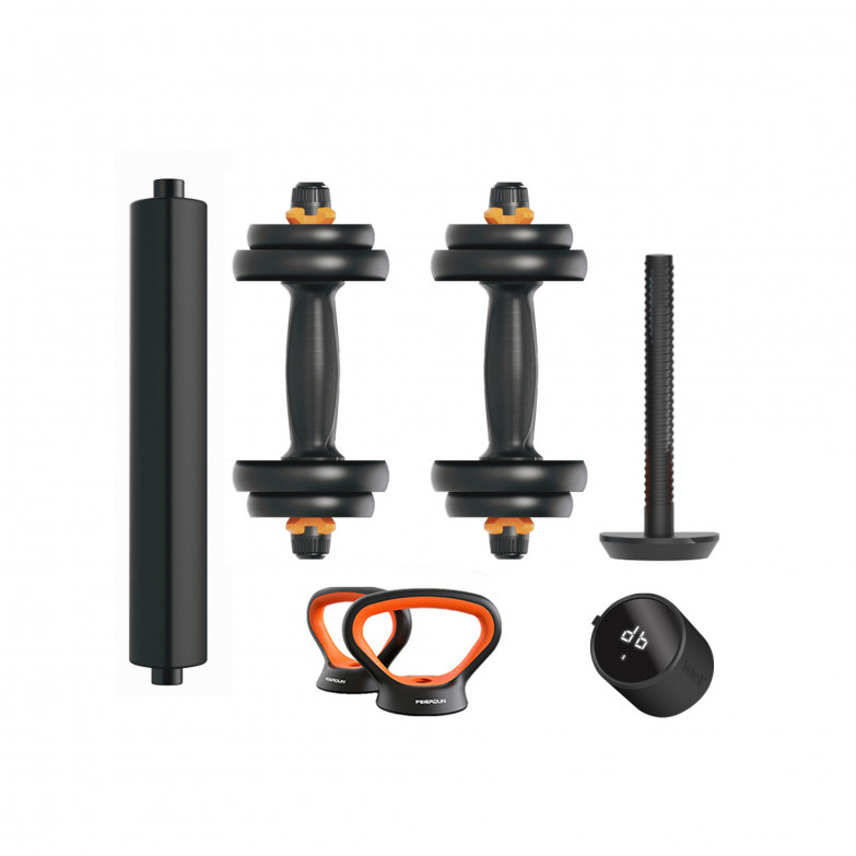 Kit de pesas conectadas V2 10Kg Xiaomi Fed: mancuernas (pesos + barras) + barra + pesa rusa + sensor