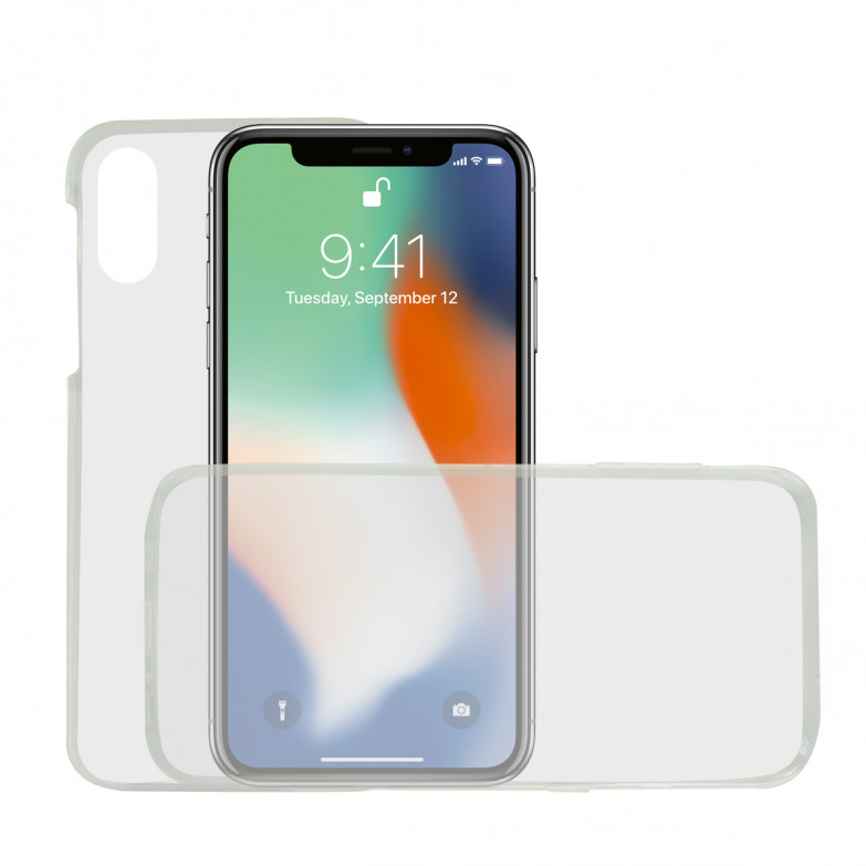 Funda para iPhone XR, Semirrígida, Protección frontal y trasera, Transparente