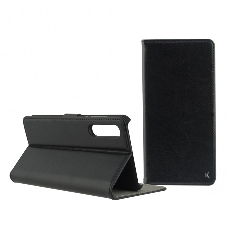 Funda con tapa para Huawei P20, Semirrígida, Standing, Negro