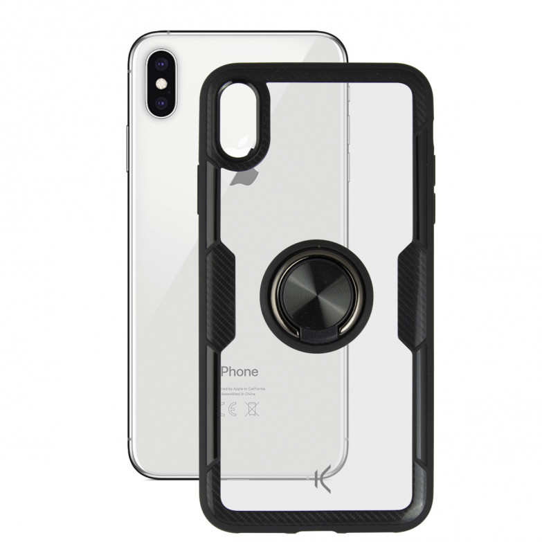 KSIX 360 Ring Case With Magnet For Iphone Xs Max Transparent Black