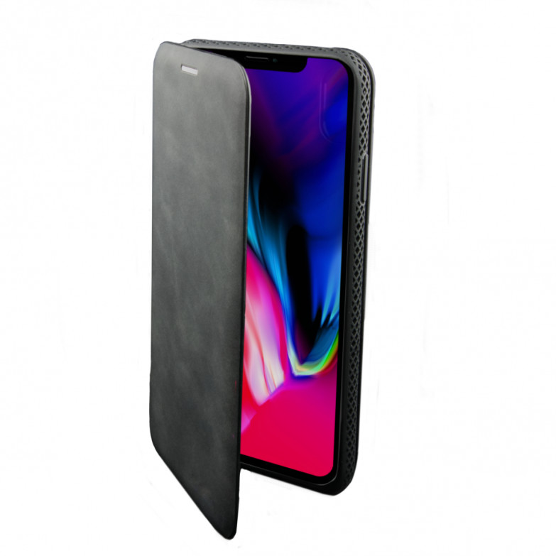 Funda con tapa para iPhone XS Max, Semirrígida, Standing, Negro