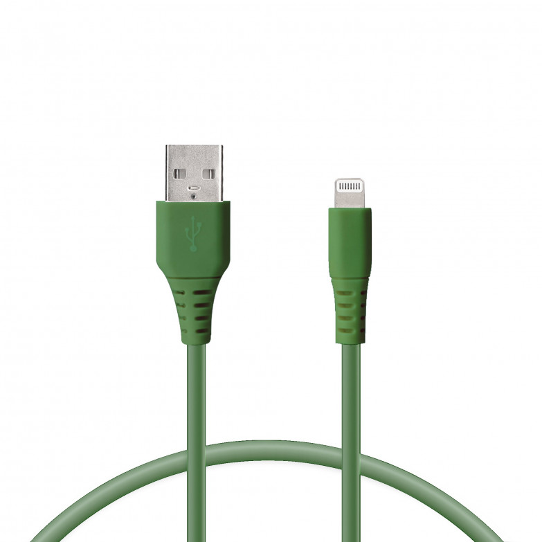 Cable de carga Lightning a USB-A KSIX, Made For iPhone, Compatible carga rápida y transmisión de datos, 1 metro, Verde