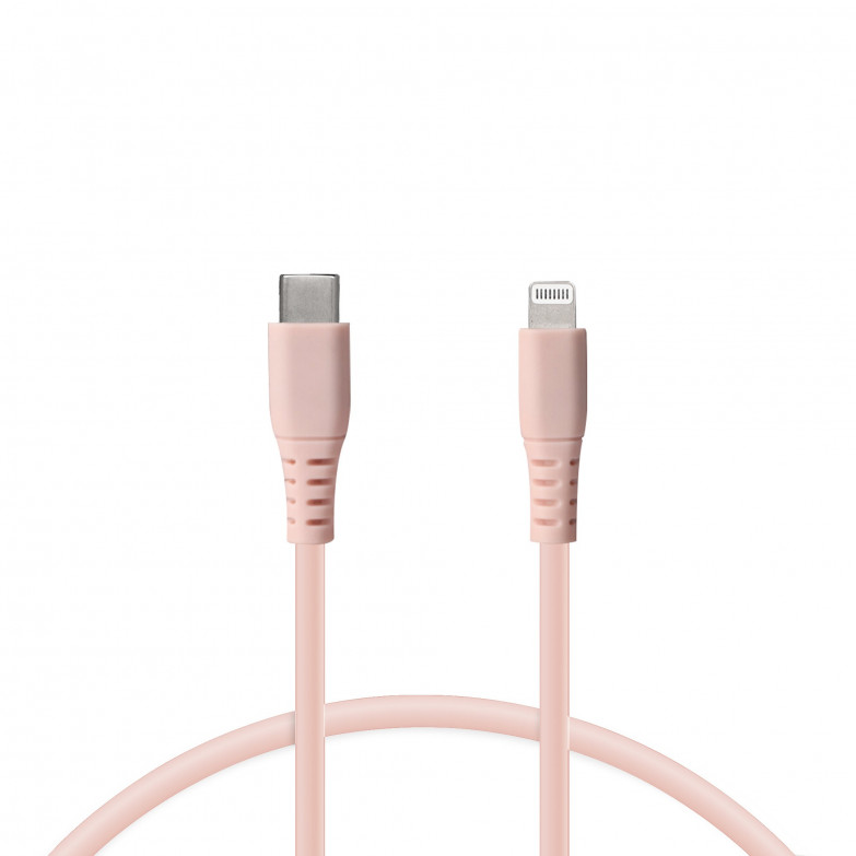 Cable de carga Lightning a USB-C KSIX, 65 W, Made For iPhone, Carga ultra rápida y transmisión de datos, 1 m, Rosa