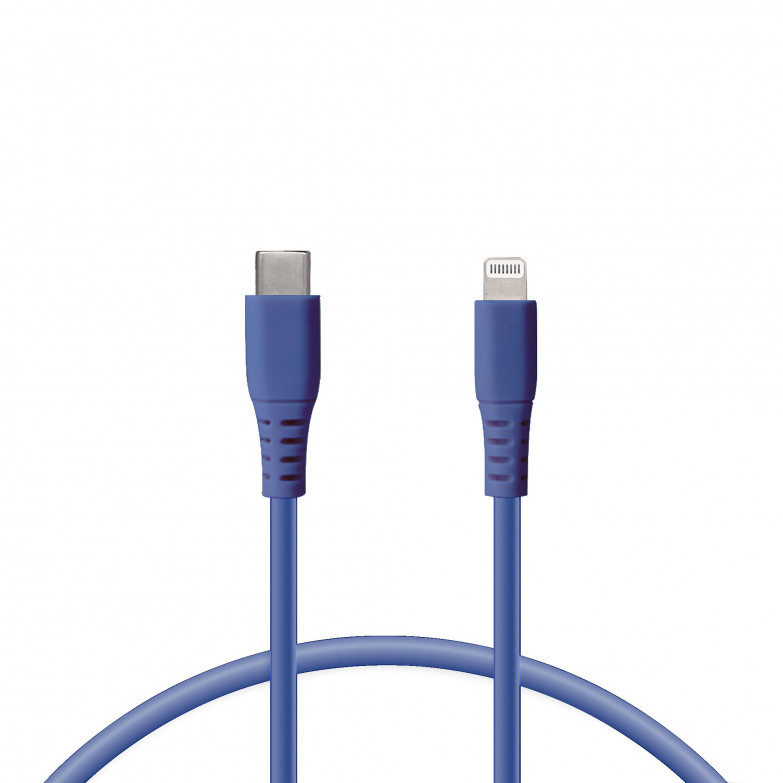 Cable de carga Lightning a USB-C KSIX, 65 W, Made For iPhone, Carga ultra rápida y transmisión de datos, 1 m, Azul