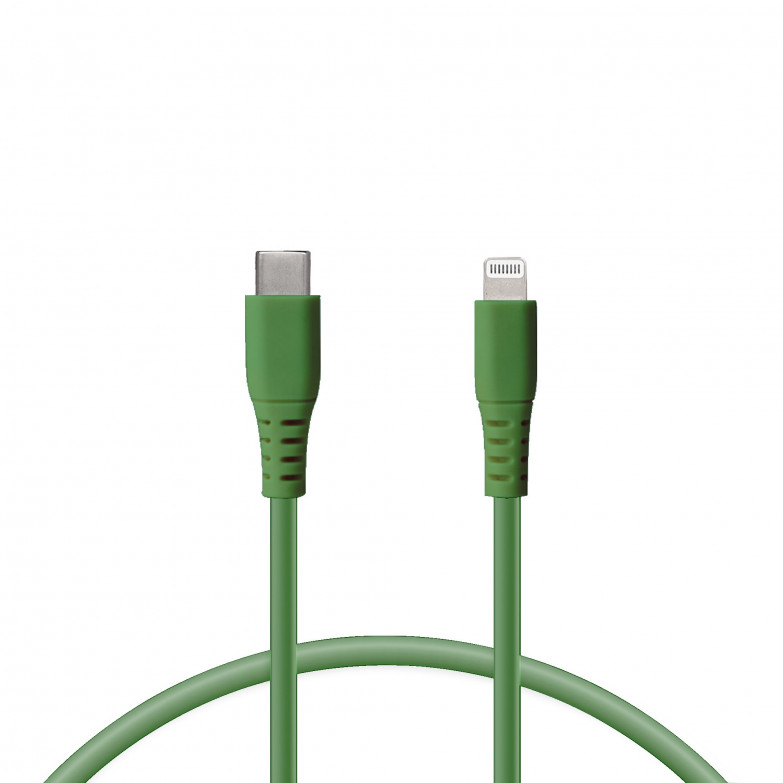 Cable de carga Lightning a USB-C KSIX, 65 W, Made For iPhone, Carga ultra rápida y transmisión de datos, 1 m, Verde