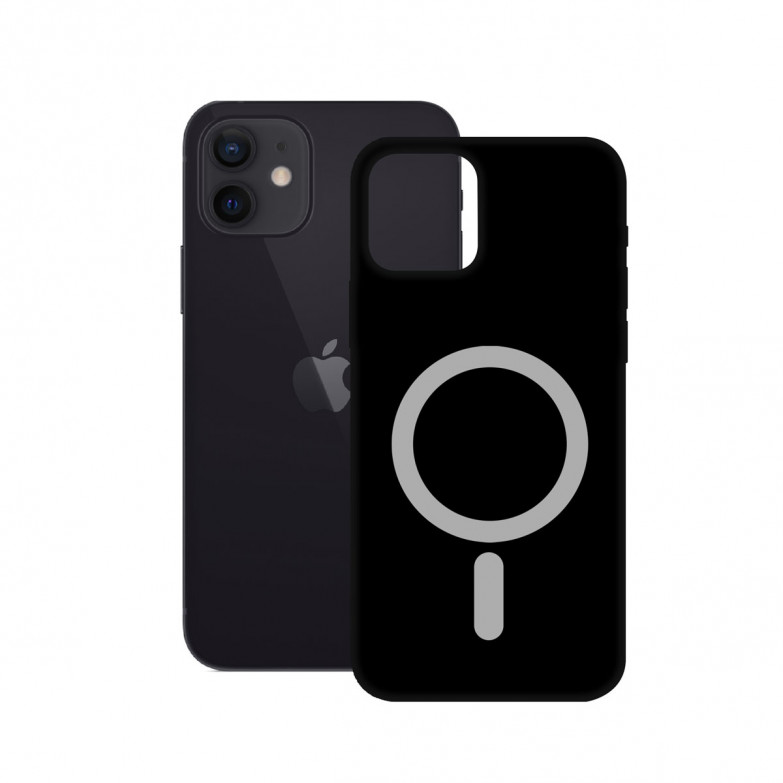 Funda para iPhone 12 Mini compatible con MagCharge, Semirrígida, Negro