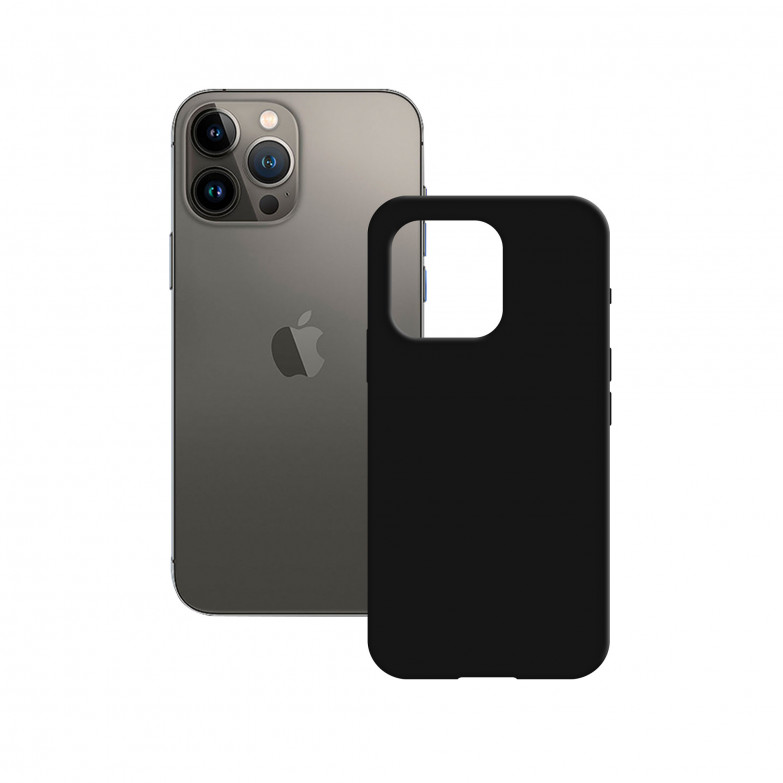 Funda semirrígida para iPhone 14 Pro, Antideslizante, Interior microfibra, Compatible con carga inalámbrica, Negro