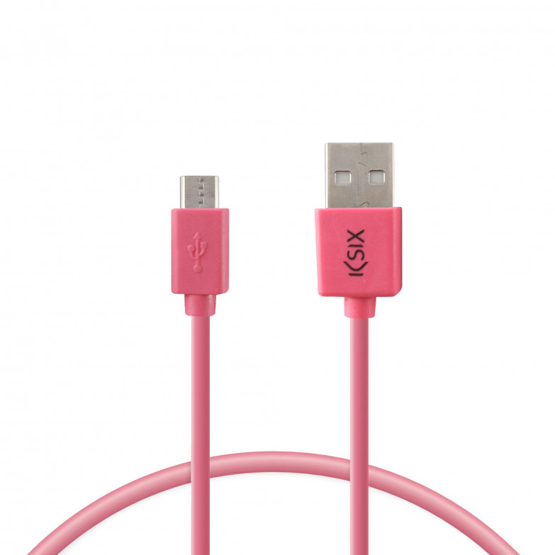 Cable de carga y datos USB-A a Micro-USB KSIX 12 W, 1 m, Rosa