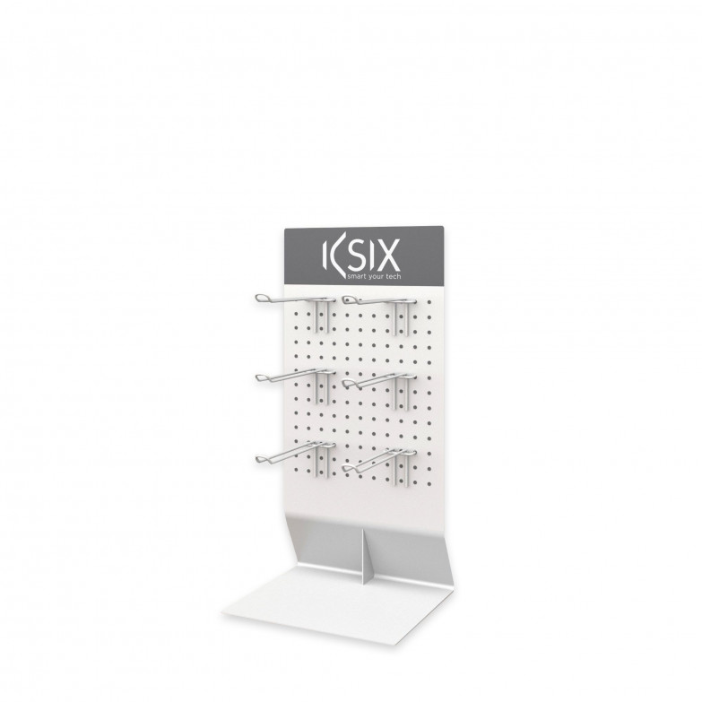 KSIX POS Display for Counter, 30x25x60 cm, Metal, with stand, 6 Removable hooks