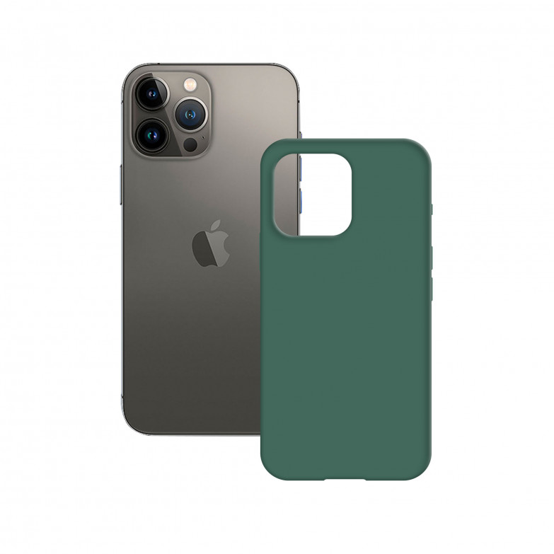 Funda semirrígida para iPhone 14 Pro, Antideslizante, Interior microfibra, Compatible carga inalámbrica, Verde, Packaging Free