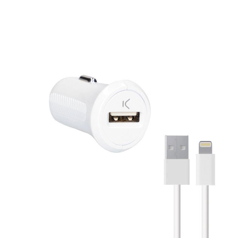 Cargador de coche KSIX, 12W, Made for iPhone + cable Lightning - USB C