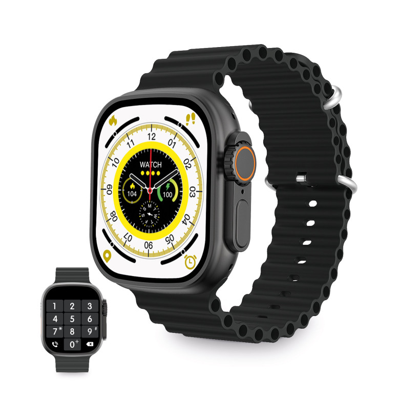 Smartwatch KSIX Urban Plus, Pantalla 2,05" Multitáctil, Aut. 5días, Modos deporte/salud, Asistentes de voz, Sumergible, Negro