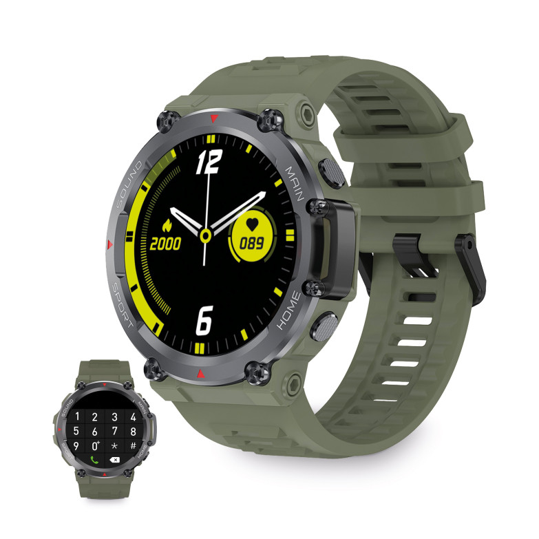 KSIX Oslo Smartwatch, 1,5" Multitouch Display, 5 days Aut., Multisport and Health Modes, Voice Assistants, Waterproof, Green