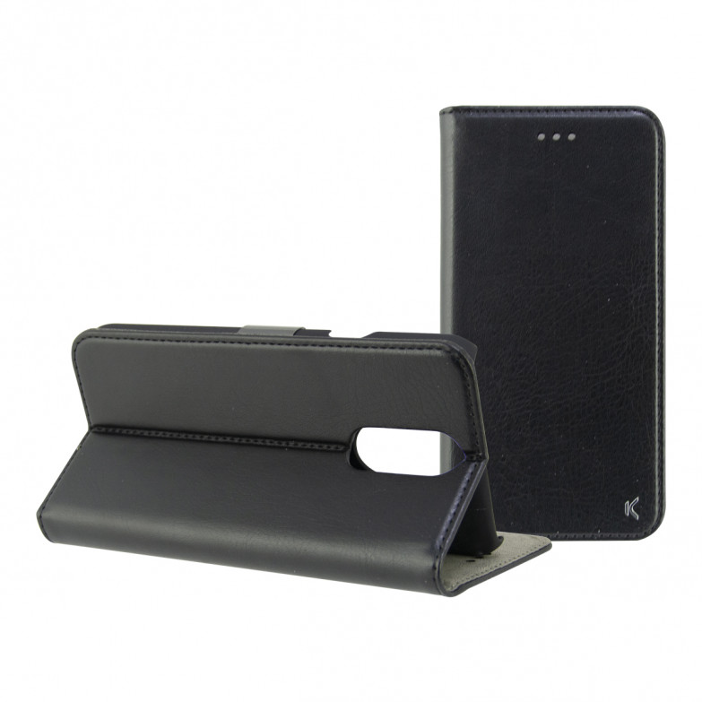 KSIX Standing Folio Case With Magnetic Closure For Lg Q7 Black