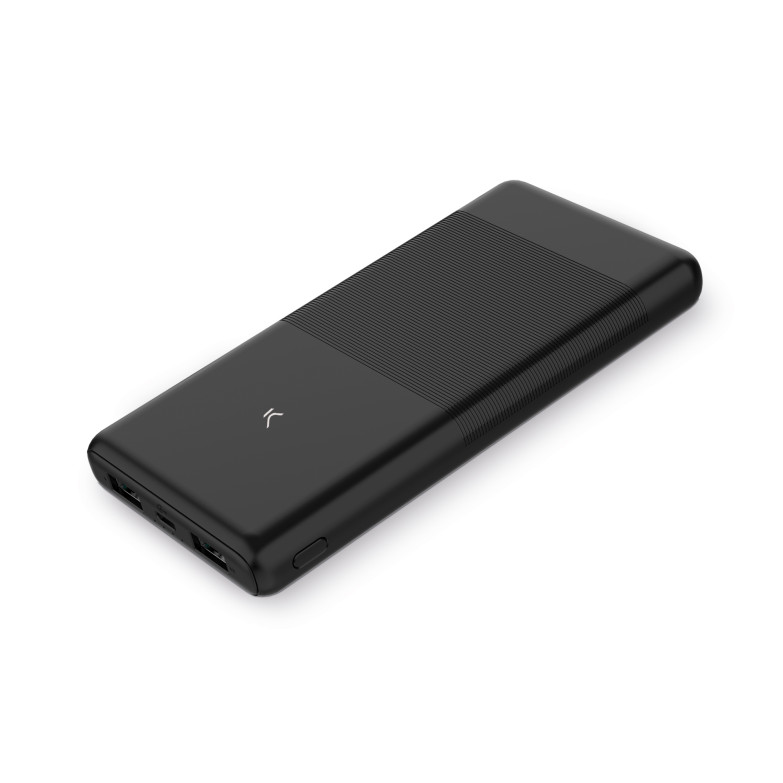 KSIX Ultra Slim 10.000 mAh powerbank, 10 W, USB-A to USB-C cable included, Simultaneous charging, Black