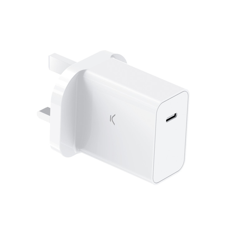 KSIX 30 W wall charger, PPS, Power Delivery, Ultra fast charge, USB-C port, White