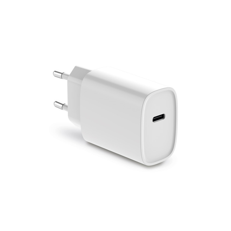 Cargador de red KSIX 25 W, PPS, Power Delivery, Carga rápida, Puerto USB-C, Blanco