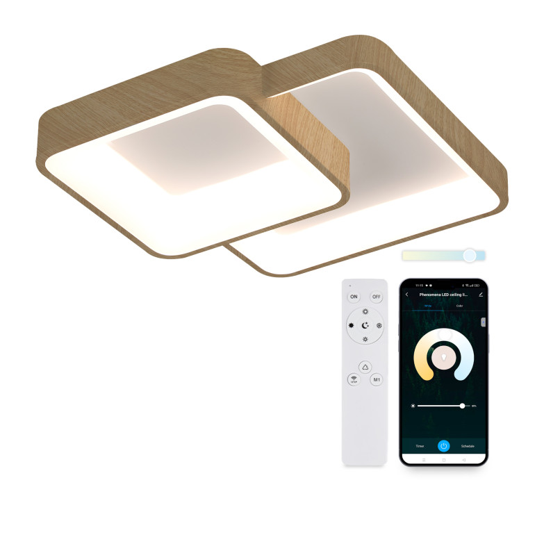 KSIX Phenomena SmartLED ceiling light, CCT, 45 cm, 5.850 lm, 45 W, Tuya Smart app, Voice assistants, White