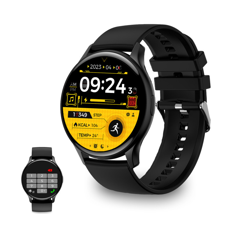 Smartwatch KSIX Core, Pantalla AMOLED 1,43”, Aut. 5 días, Modos deporte y salud, Llamadas, Asistentes de voz, Sumergible, Negro