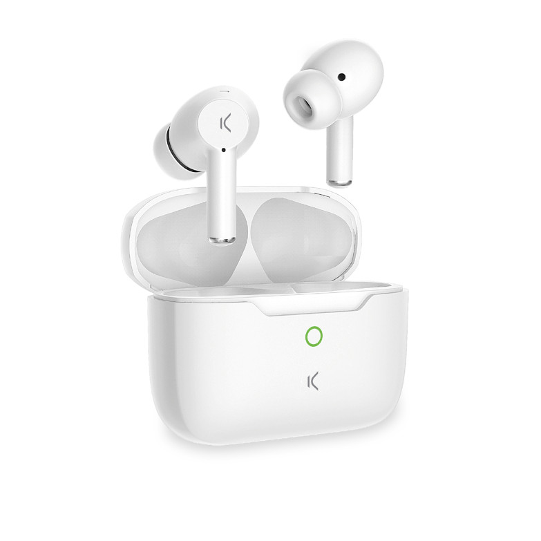 KSIX Orion wireless earphones, ENC, 5+10 h autonomy, Touch control, Calls, Voice assistants, White