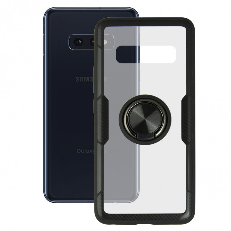 KSIX 360 Ring Case With Magnet For Galaxy S10e Transparent Black