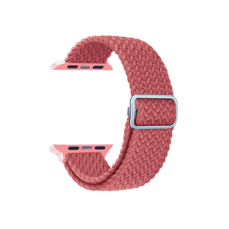 Interchangeable braided nylon strap compatible with Apple Watch 42/44/45mm and KSIX Urban 4 y Urban Plus, Coral