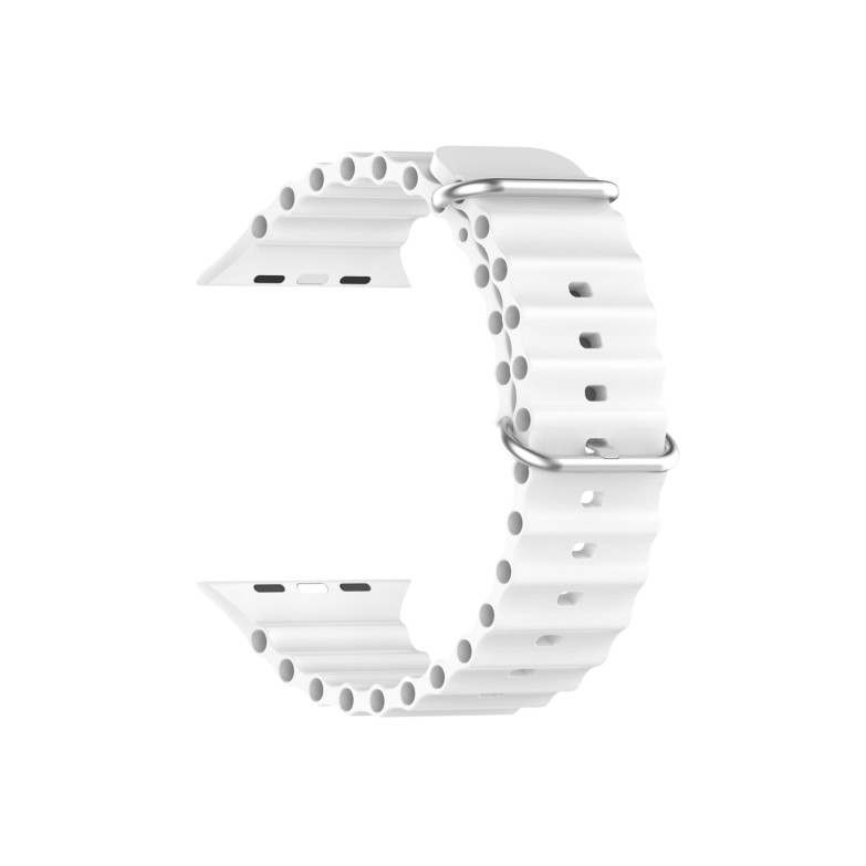 Interchangeable silicone strap compatible with Apple Watch 42/44/45mm and KSIX Urban 4 y Urban Plus, White