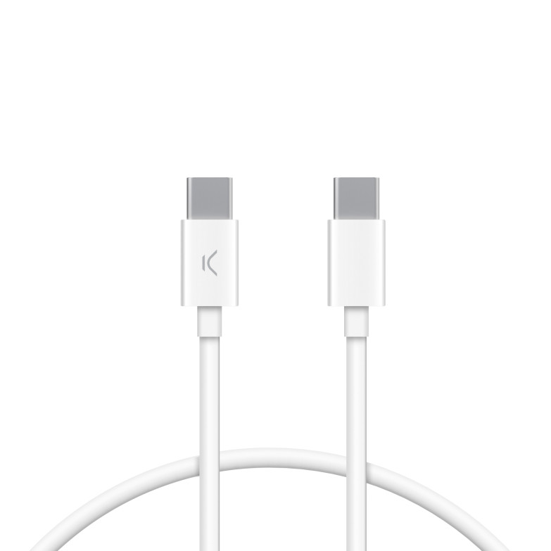 USB-C to USB-C KSIX 12 W charge and data cable, USB 3.0, 1 m, White