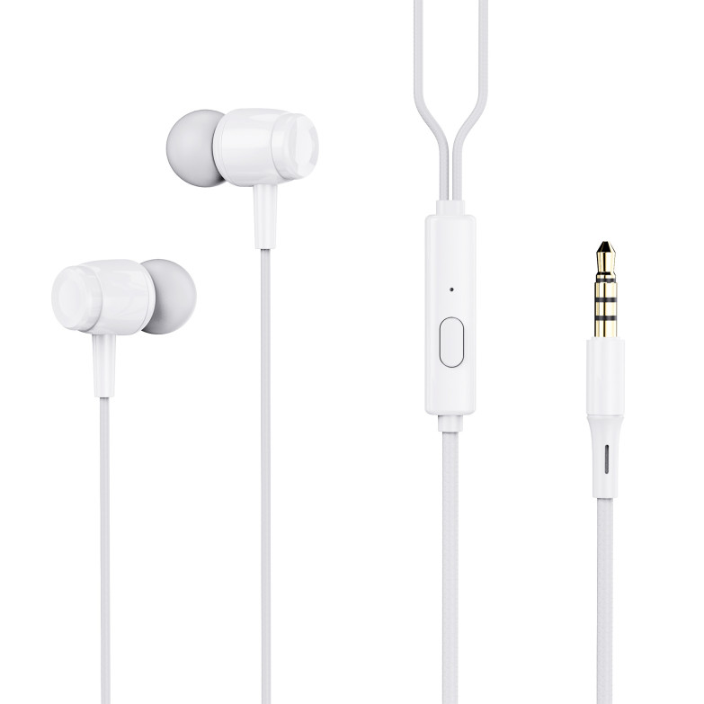 Auriculares con cable Contact, Jack 3.5 mm, Llamadas, Control multifunción, Longitud 1,2 m, IPX3, Blanco