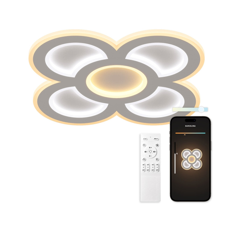 KSIX Barcelona SmartLED ceiling light, CCT, 40 cm, 11.387 lm, 90 W, Tuya Smart app, Voice assistants, White