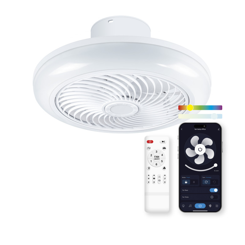 Ventilador con iluminación y música KSIX Siroco, App Tuya, Ø46 cm, 6 velocidades, Altavoz Wireless, Luces RGBIC+CCT, 3.000 lm