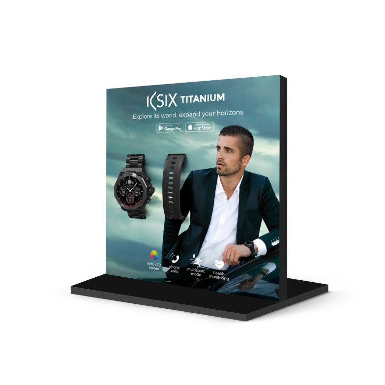 KSIX Titanium smartwatch individual display stand, Assembly in seconds, 21 x 19 x 10 cm, PVC